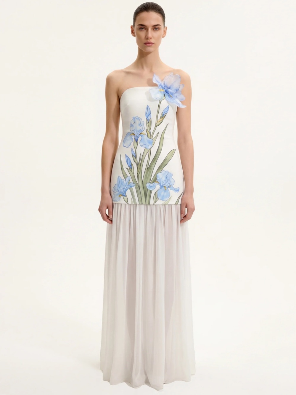 JW PEI | Floral Print Strapless Mixed Maxi Dress - Picture 1 of 4